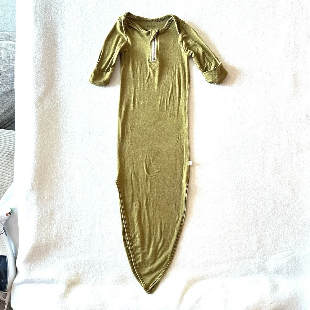Posh Peanut NB Sleeping‎ Gown Army Green Viscose Bamboo Pajama Military Cozy
